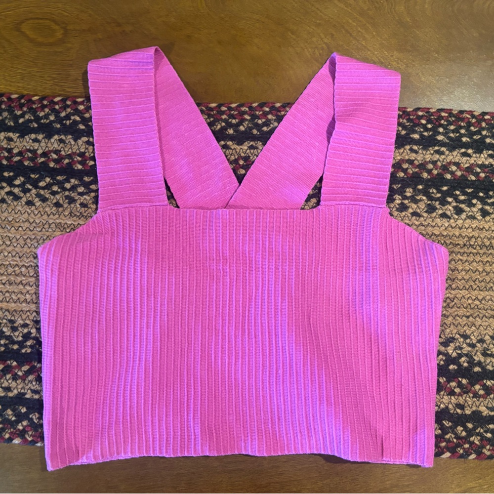 Pink Ribbed Knit Tank Top